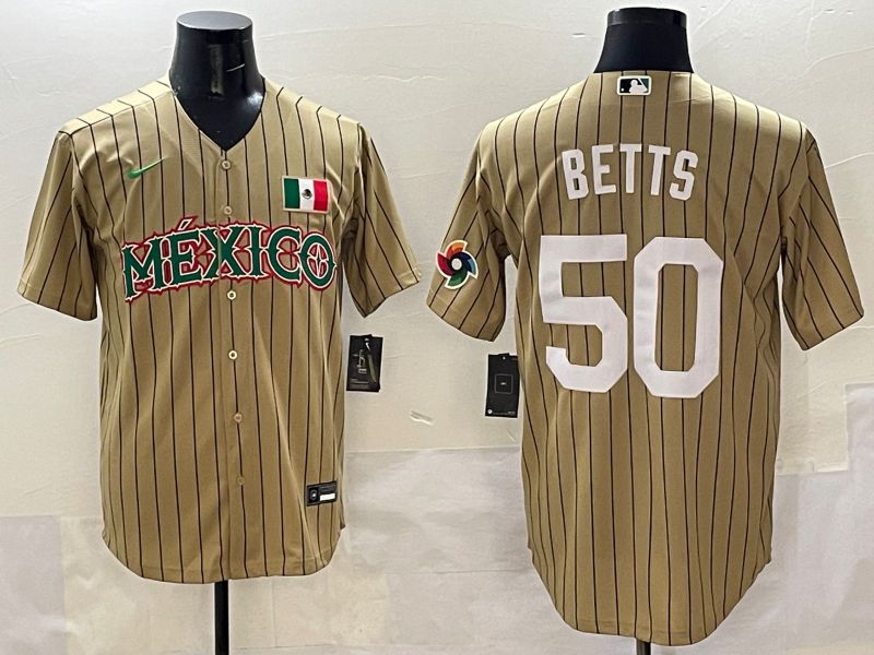 Men Mexico #50 Betts Brown Stripe Joint Name 2025 Nike MLB Jersey style 7->more jerseys->MLB Jersey